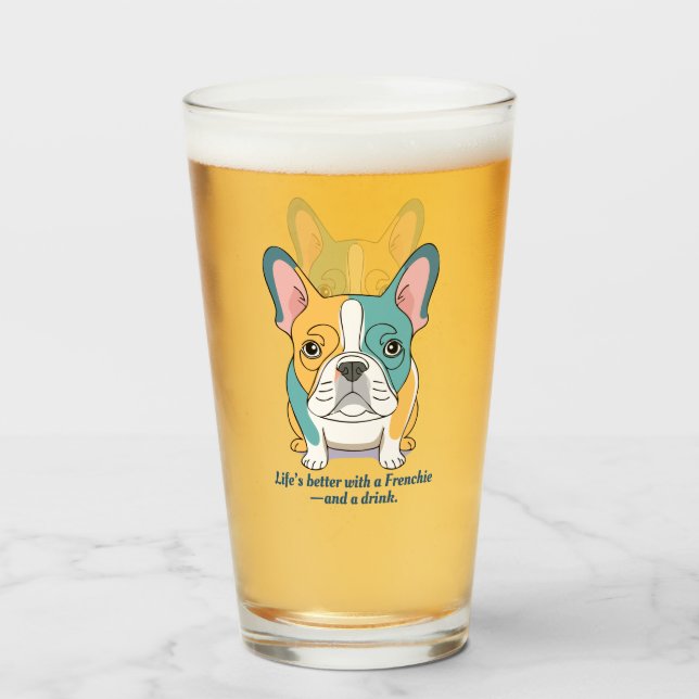 Verre Bouledogue français  (Devant (rempli))
