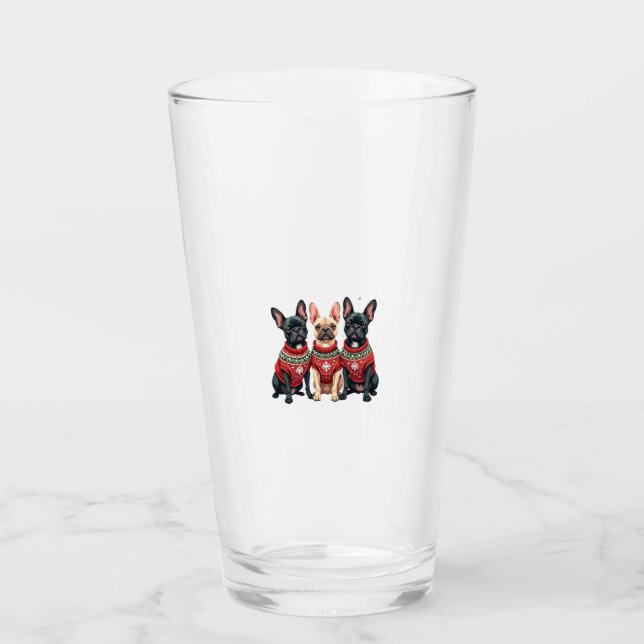 Verre Bouledogues français de Noël Frenchie de Noël Chie (Devant)
