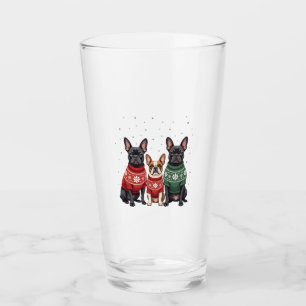 Verre Bouledogues français de Noël Xmas Frenchie Chien 2