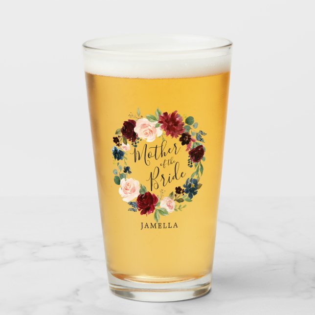 Verre Bouquet Bourgogne Wreath Mère de la mariée (Devant (rempli))