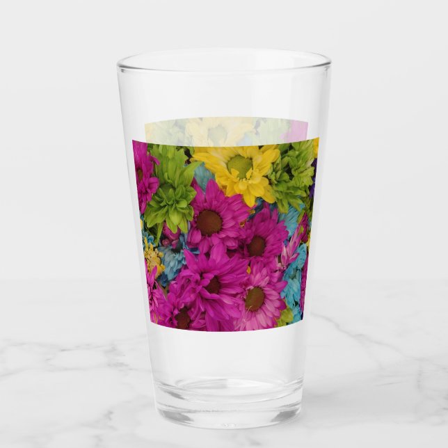 Verre Bouquet de marguerites colorées (Devant)