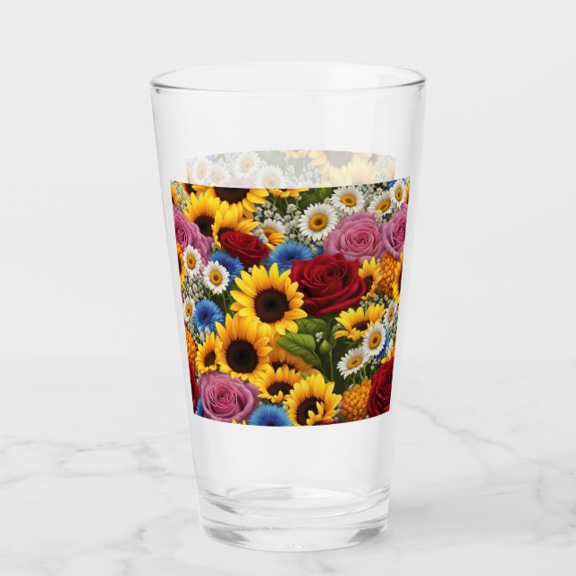 Verre Bouquet de tournesol rose #1 (Devant)