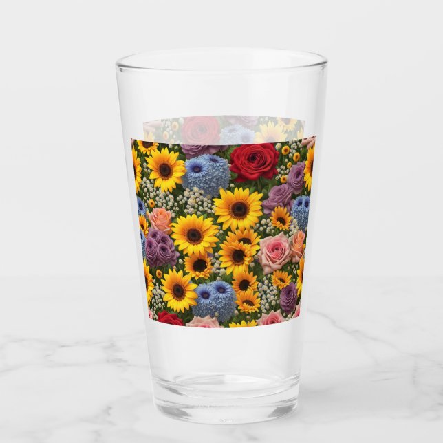 Verre Bouquet de tournesol rose #2 (Devant)