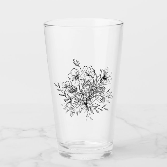 Verre Bouquet floral minimaliste (Devant)