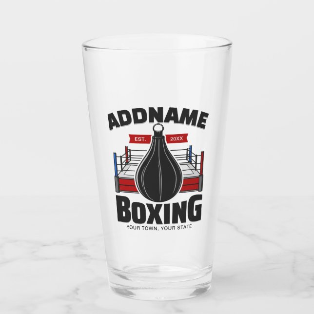 Verre Boxe Anneau AJOUTER NOM Boxer Gym Speed Sac (Devant)