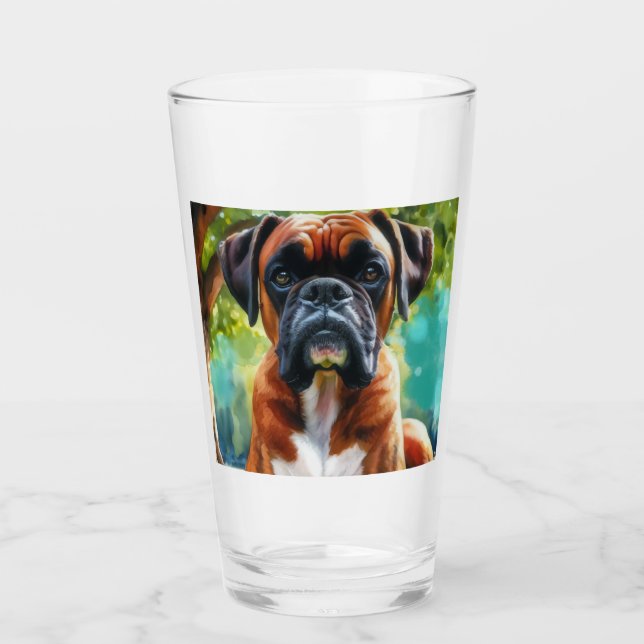 Verre Boxer Chien 🐾 Wiggle Buttes & Tail Wags (Devant)