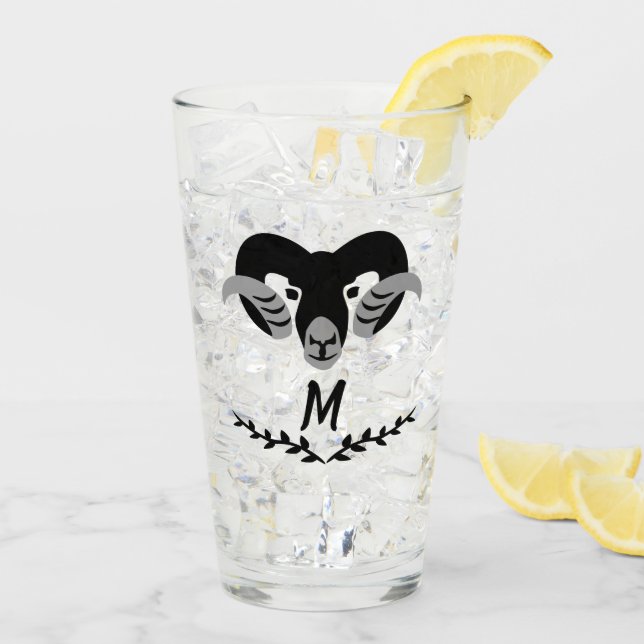 Verre Bras noir avec cornes torsadées Monogramme en silh (Dos glace)