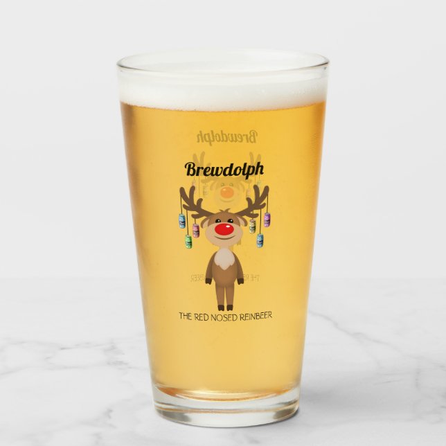 Verre Brewdolph la bière à nez rouge (Devant (rempli))