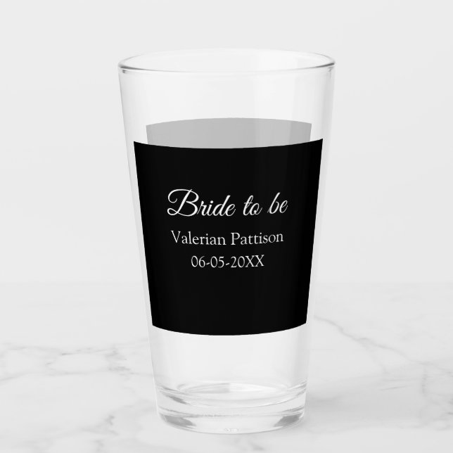 Verre Bride to be name date black white bridal shower we (Devant)