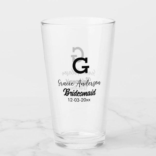 Verre Bridesmaid ajouter nom monogramme simple minimal m (Devant)
