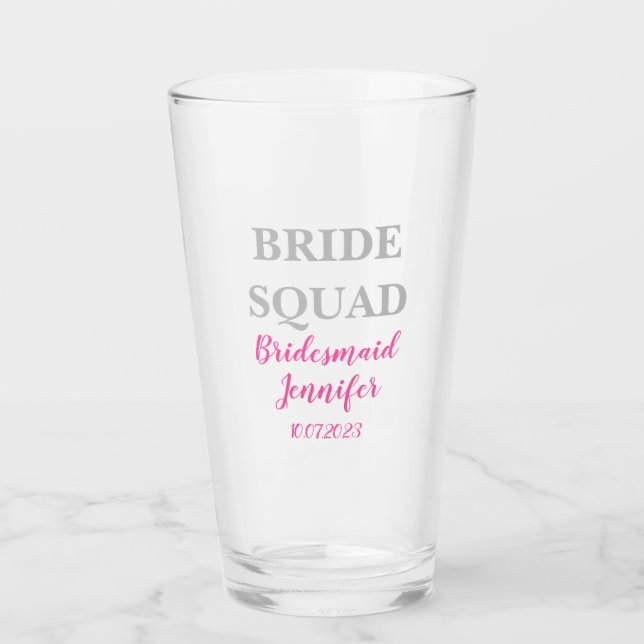 Verre Bridesmaid Pink Nom personnalisé Mariage Bachelore (Devant)