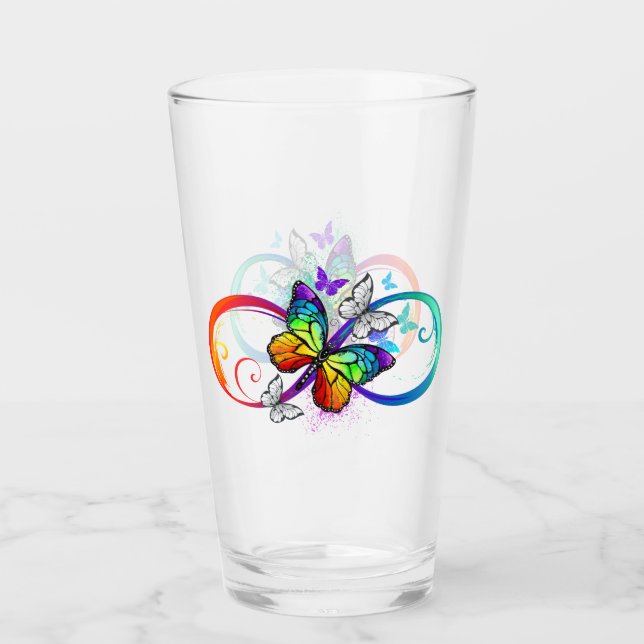 Verre Bright infinity with rainbow butterfly (Devant)