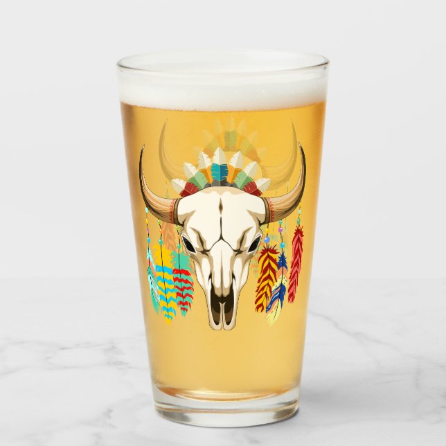 Verre Buffalo Skull Native American Emblem (Devant (rempli))