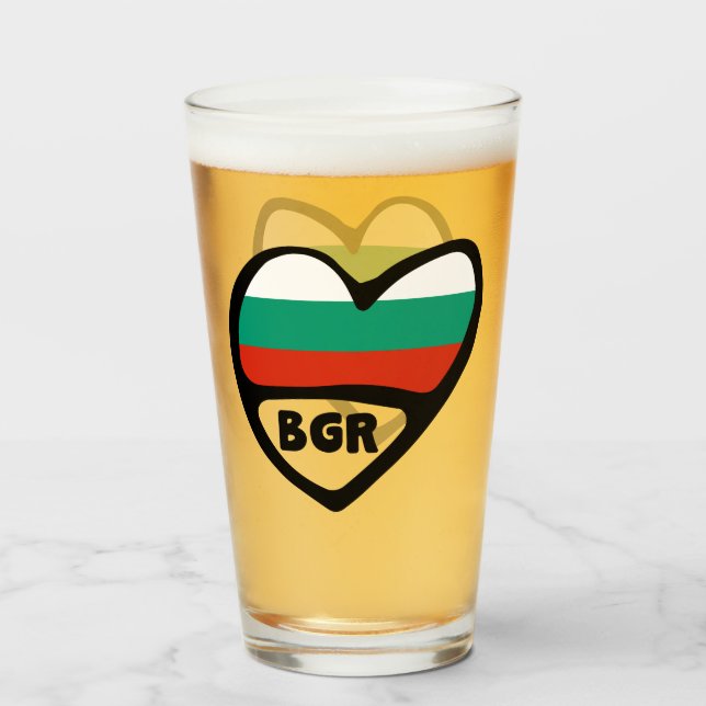 Verre Bulgarie Code Pays Coeur Drapeau, BGR (Devant (rempli))