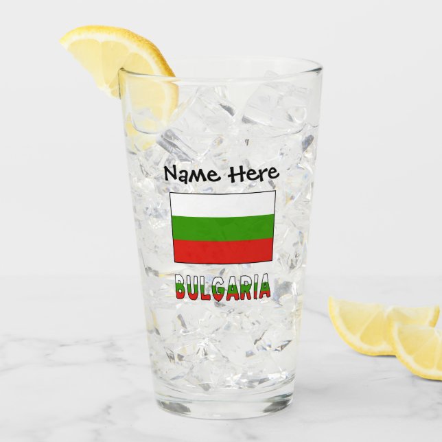 Verre Bulgarie et drapeau bulgare Personnalisé (Devant glace)