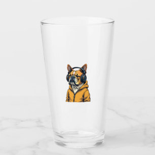 Verre Bulldog Vintage avec Casque Audio et Capuche Musiq