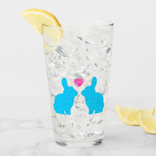 Verre Bunnies bleus et coeur rose