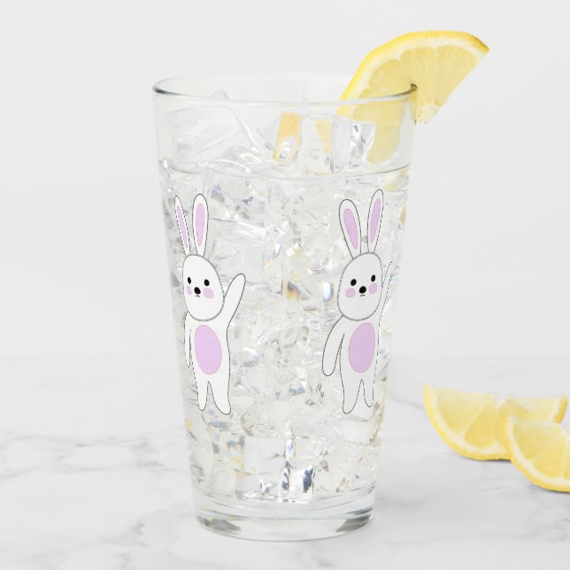 Verre Bunny. Blanc et rose. (Dos glace)