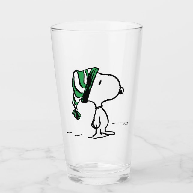 Verre cacahuètes | Snoopy Green Casquette de neige (Devant)