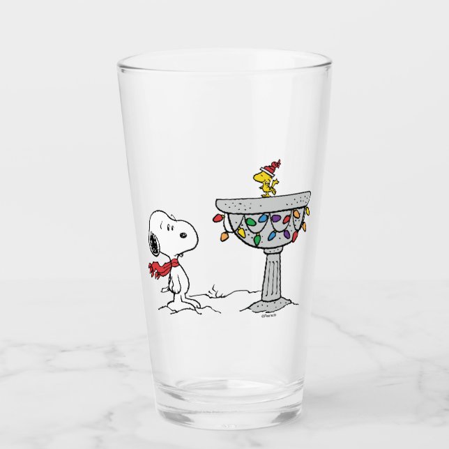 Verre cacahuètes | Snoopy & Woodstock Froid Birdbath (Devant)