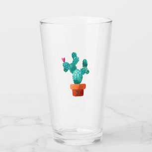 Verre Cactus Coeur Monogramme Initiales Vert rose amusan