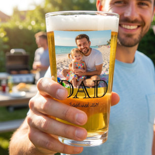 Verre Cadeau de Fête des Pères Minimaliste Photo Papa Ét