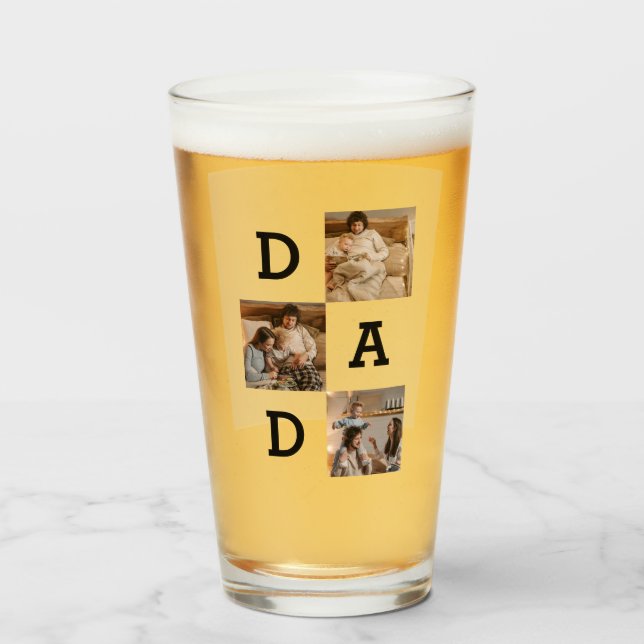 Verre Cadeau de fête du père pour papa - collage photo | (Devant (rempli))