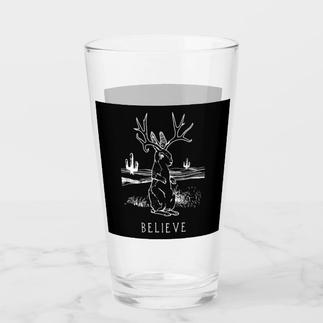 Verre Cadeau de lapin| Croyez le Jackalope (Devant)