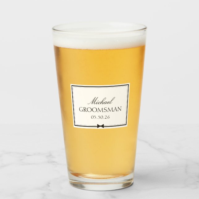 Verre Cadeau de mariée personnalisé Groomsman Bowtie (Devant (rempli))