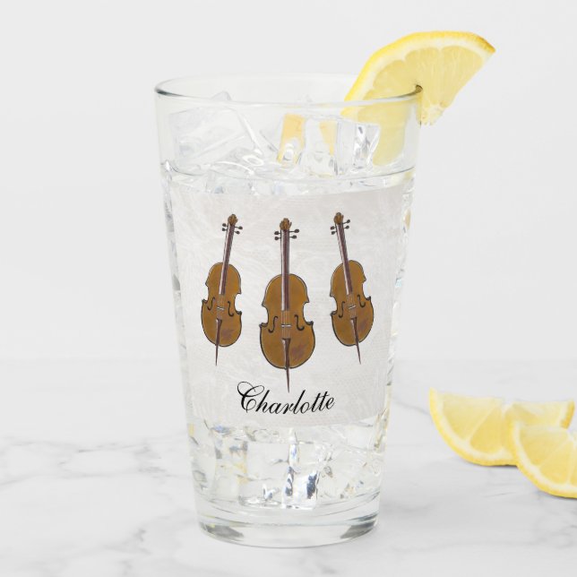 Verre Cadeau de violoncelle personnalisé (Dos glace)