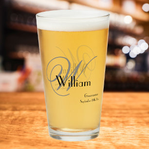 Verre Cadeau Garçon d'Honneur Monogramme Élégant Nom Dat