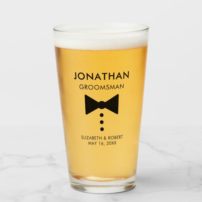 Verre Cadeau Groomsman personnalisé Mariage Tuxedo moder (Devant (rempli))