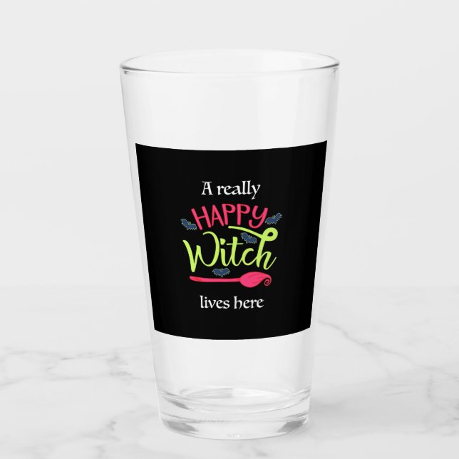 Verre Cadeau Halloween | Une Sorcière Vraiment Heureuse  (Devant)