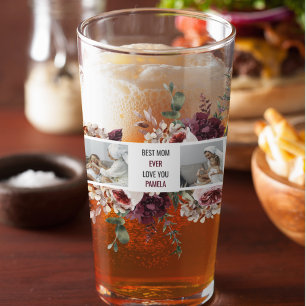 Verre Cadeau photo de collage moderne Fleurs de photos B