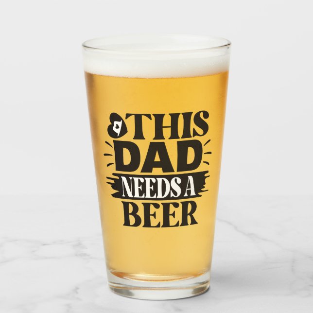 Verre Cadeau pour papa Beer Lover Fête des pères Cadeaux (Devant (rempli))