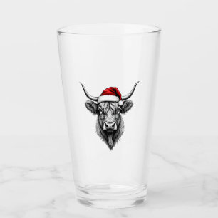 Verre Cadeaux de Noël Bébé Vache Highland Mignon Santa X