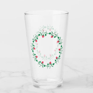 Verre Cadre rond fleuri avec fleurs roses