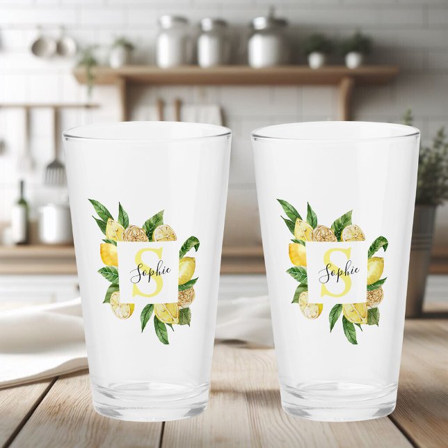 Verre Cadres et Feuilles de citrons jaunes modernes avec (Créateur téléchargé)