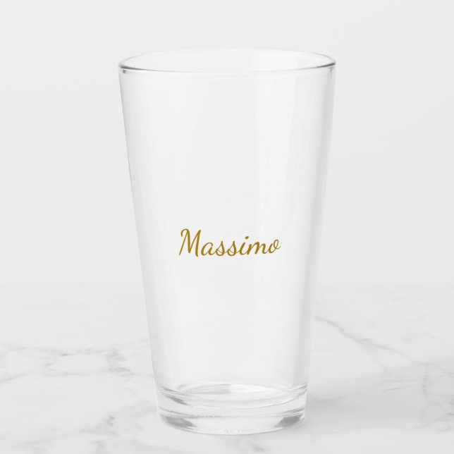 Verre Calligraphie de couleur or élégante simple et sobr (Devant)