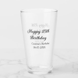 Verre calligraphie simple minimum heureux 15e anniversai