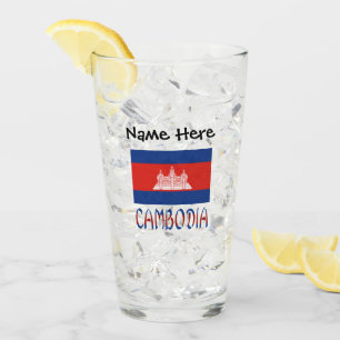Verre Cambodge Drapeau Cambodgien Personnalisé