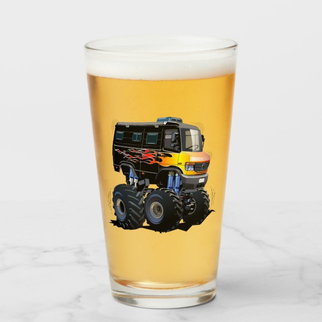 Verre Camion monstre de dessin animé (Devant (rempli))
