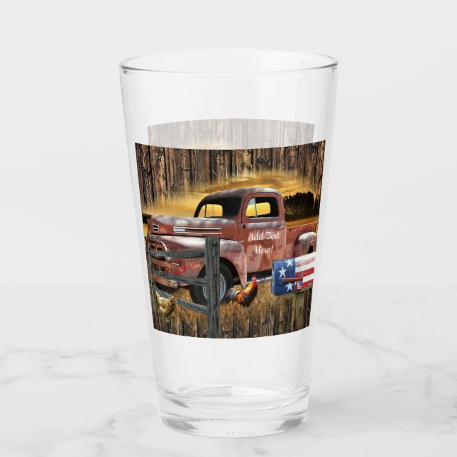 Verre Camion rouge Vintage Camion rouge Camion agricole (Devant)