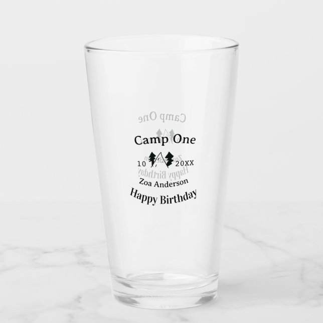 Verre Camp un joyeux anniversaire nom date campingaventu (Devant)