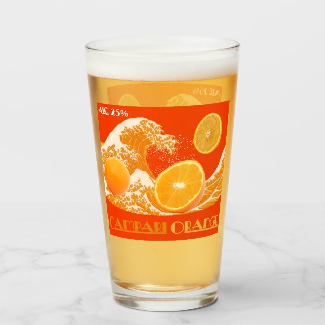 Verre Campari Orenge(神奈川沖浪裏) (Devant (rempli))