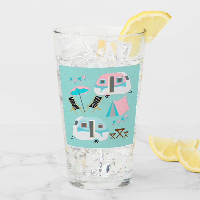 Verre Camping Rétro Caravan Tente Cute (Dos glace)