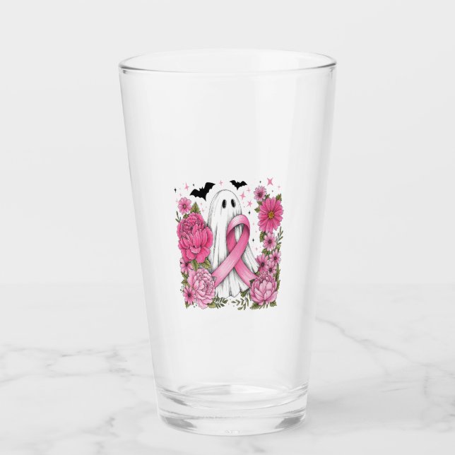 Verre Cancer du sein Halloween Ghost Boho (Devant)