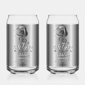 Verre Canette 11e année Mariage Anniversaire Rose en acier Can v