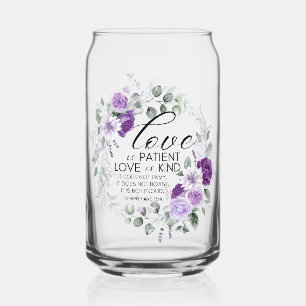 Verre Canette 1 Corinthiens 13:4 L'amour est patient Violet Flor