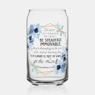 Verre Canette 1 Corinthiens 15:58 Inspirational Verse Floral